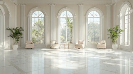 Expansive room with large allowing abundant natural light to flood in creating a bright and airy atmosphere