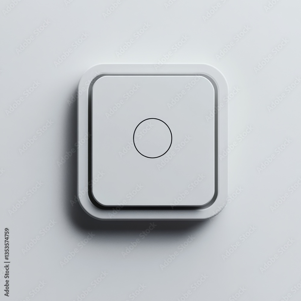 Aufkleber minimalist white light switch: square button design with circular detail on a clean white wall