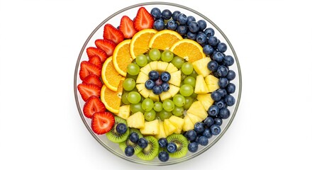 Rainbow Fruit Platter Strawberries Oranges Grapes Pineapple Kiwi Blueberries