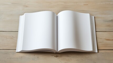Fototapeta premium Open book laid on a wooden surface with natural texture highlighting the beauty of literature in a cozy environment