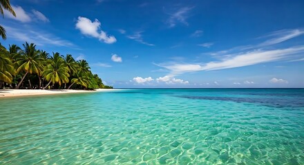 Fototapeta premium Tropical beach with palm trees.