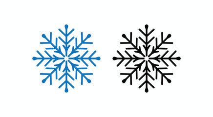 Minimalist Snowflake Icon Set in Blue and Black for Winter Holiday Decorations and Seasonal Designs