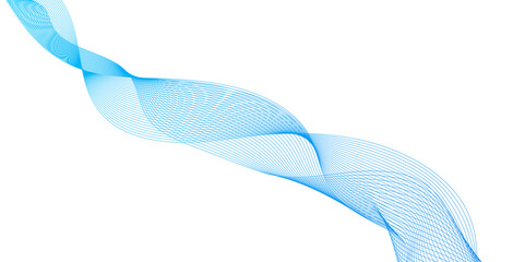 abstract wave line element for design blue and white, vector illustration,  flowing dynamic sound waves for brochure, blue color wave isolated on white.
