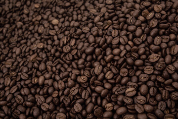 Fototapeta premium roasted coffee beans background, 3d render, realistic