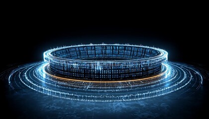 Futuristic glowing ring arena.