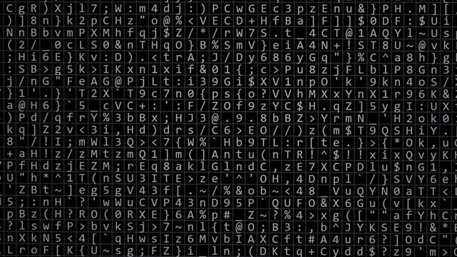 Cryptography and encryption concept in the digital world, abstract background of computer symbols