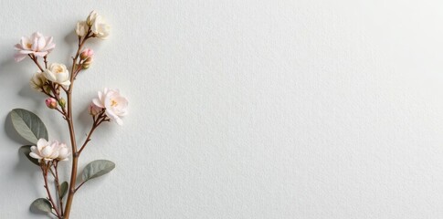 Minimalist composition of light grey paper with delicate texture, template, copy space, simple