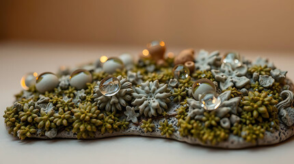 small plants that grow in moss, created by generative ai