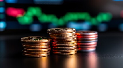 Cryptocurrency Investment and Market Volatility: A Visual Representation of Bitcoin and Altcoin Prices Against a Dynamic Stock Market Background