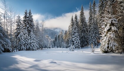 winter landscape with forest and snow