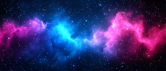 Naklejka premium A colorful nebula illuminates the dark expanse of outer space