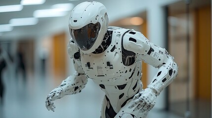 Fototapeta premium Medical robot assisting with sports injury rehabilitation exercises