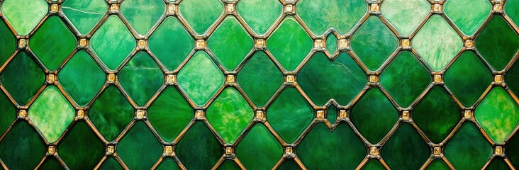 Naklejka premium A vibrant green textured background featuring diamond shapes, creating an intricate and visually appealing design.