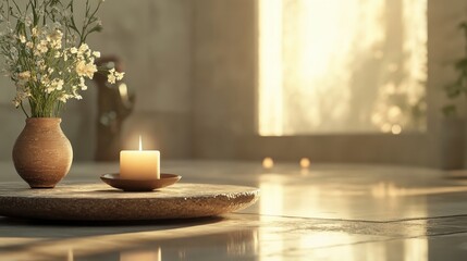 Calm Candlelight and Flowers