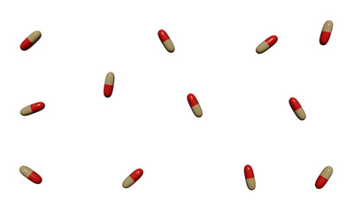 3d rendered scattered pills transparent background illustration