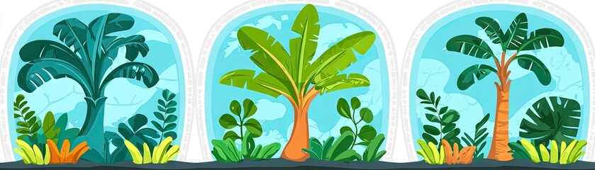 Tropical Plants in Glass Domes