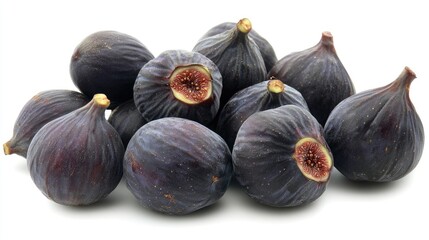 Fototapeta premium Fresh Figs Piled Together Showcasing Their Unique Purple Color