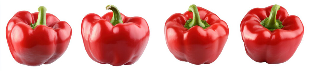 Fresh Red Bell Peppers Isolated on White Background Perfect for Recipes and Food Blogs