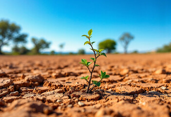 A Resilient Green Sprout Thriving in Arid, Cracked Earth,
Symbolizing Nature&rsquo;s Persistence, Growth, and Environmental Sustainability.