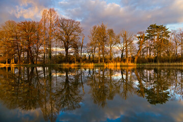 Tranquil Lake Reflection at Sunset
