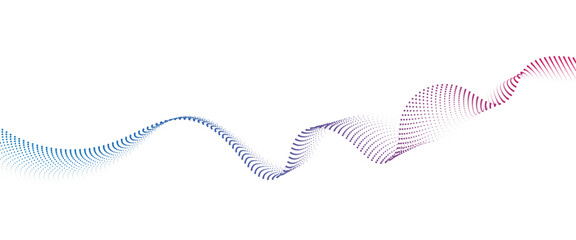 Flowing Dot Wave halftone gradient pattern on transparent background	
