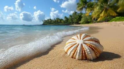 Obraz premium Tropical Beach Paradise Seashell Ocean Wave Sand