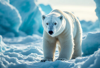 Powerful Polar Bear Roaming the Arctic Ice | Wildlife Photography
