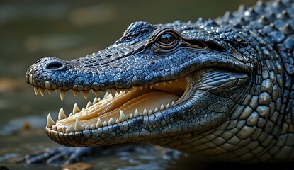 Obraz premium Close up of an alligator with its mouth open showing its teeth