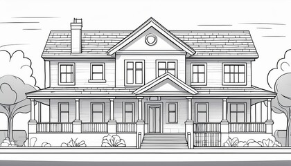 architectural sketch illustration of a modern residential real estate building