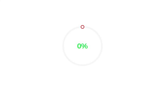 12% percent number circle loading pie chart icon modern design animation, on white background 4K video.