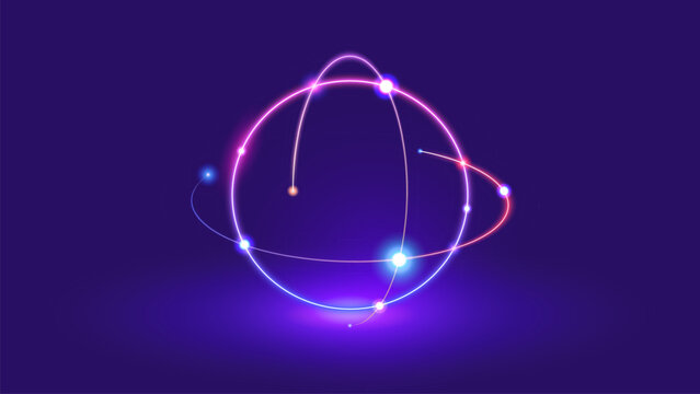 Global tech connection science circular light effect background
