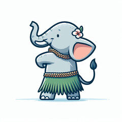 Minimalist Flat Vector Elephant Illustration with Accessories