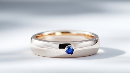 Naklejka premium Elegant solitaire ring with a sapphire
