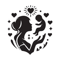 Mothers day silhouette icon elements vector art design