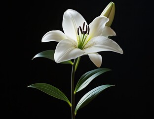 Fototapeta premium Elegant white lily against black background