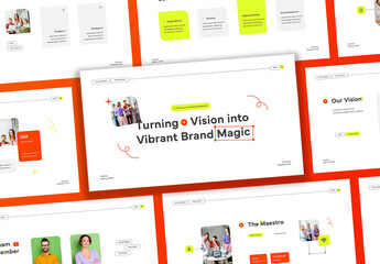 White Orange Green Creative Doodle Annual Report Presentation