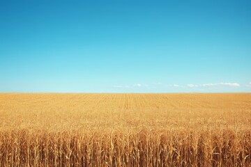 Obraz premium Bright blue sky, fluffy clouds over vibrant corn field, sun shining on golden stalks. Concept of harmony, beauty in corn field, representing farming and tranquility.