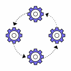 Process Automation Flow- Interconnected gears with directional arrows, indicating continuous automated system.