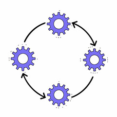 Process Automation Flow- Interconnected gears with directional arrows, indicating continuous automated system.