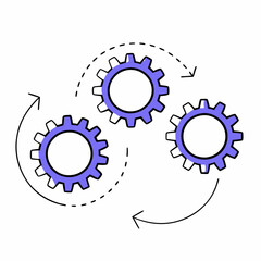 Process Automation Flow- Interconnected gears with directional arrows, indicating continuous automated system.