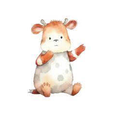 watercolors Cute cow stretching illustration 
