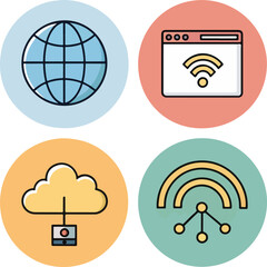 Internet Icons Set, Editable Stroke Vector Collection for Web and Network Concepts