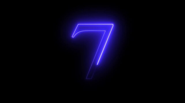 Abstract Neon text countdown 7 number illustration background.