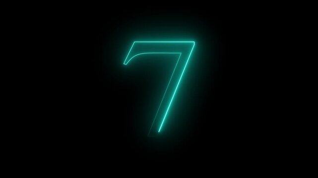 Abstract Neon text countdown 7 number illustration background.