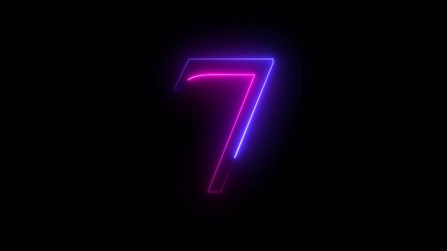 Abstract Neon text countdown 7 number illustration background.