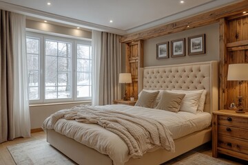 Beautifully decorated bedroom with elegant furnishings and natural light