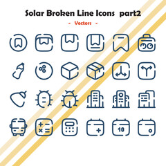 Solar Broken Line Icons Collection part2