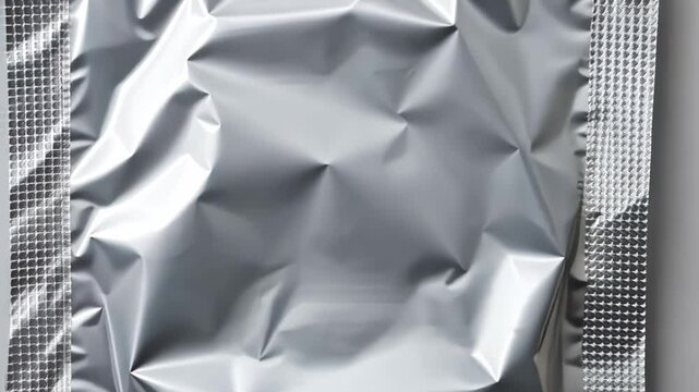Silver Foil Condom Package on Gray Background  