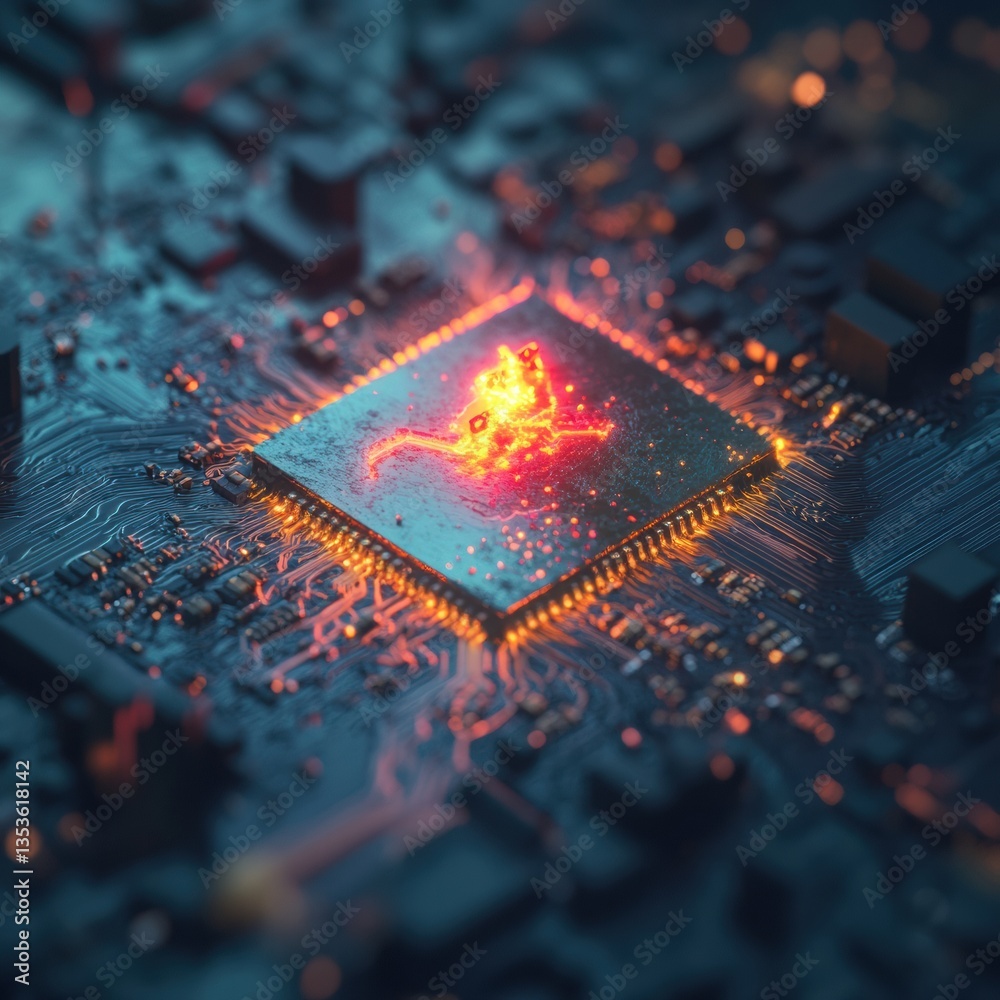 Leinwandbilder Quantum Neural Fusion Next-Gen AI Chipset Visualizing Emergent Digital Intelligence with Electrifying Computational Complexity and Immersive Technological Innovation