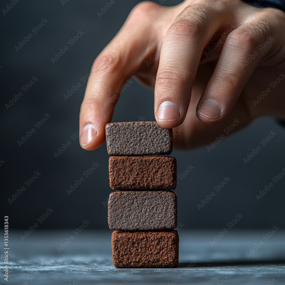 Poster minimalist growth visualization strategic block stacking for financial success, innovative entrepren